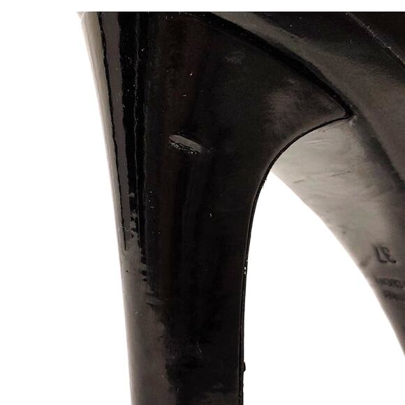 Fendi Patent Leather High Heel Pumps Almond Toe Buckle Black Womens Size US 6.5 - Picture 8 of 9